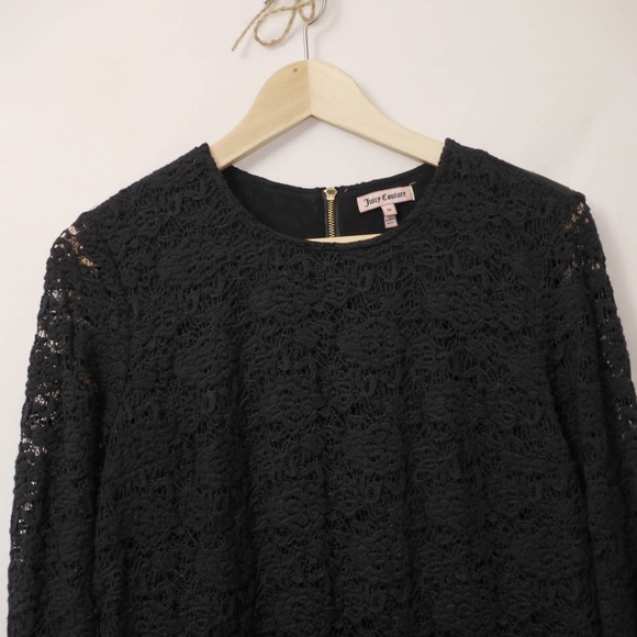 Juicy Couture Lace Floral Black Dress Size M - Picture 3 of 12